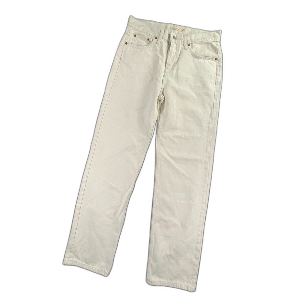 Levi's Low Pro Straight Jeans 27 White Cotton Relaxed Mid Rise Denim Pants 90s